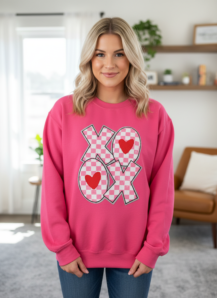 XOXO Silver Sequin Patch Sweatshirt