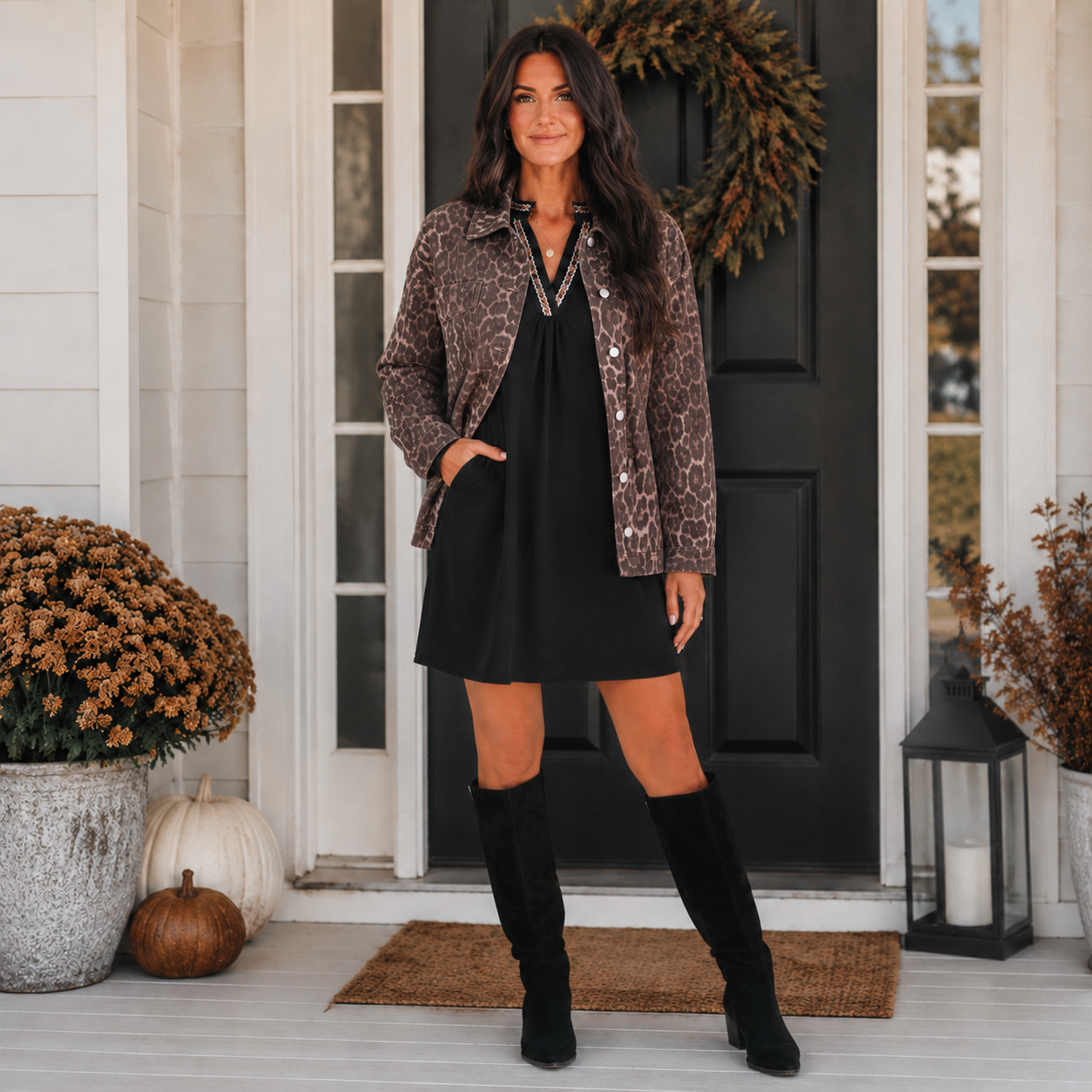 Oversized Leopard Denim Jacket WTW
