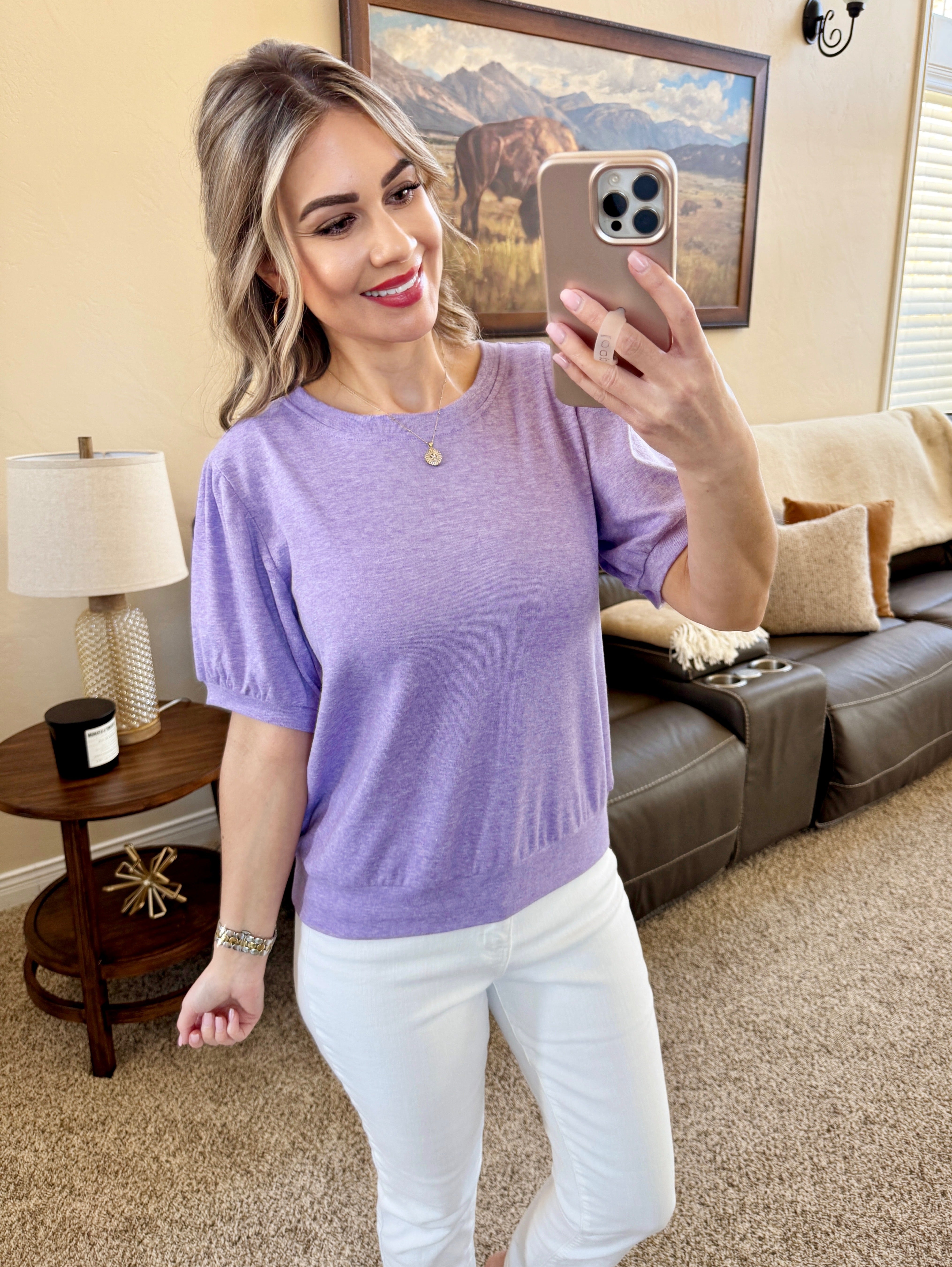Katie Cozy Top - Heathered Purple