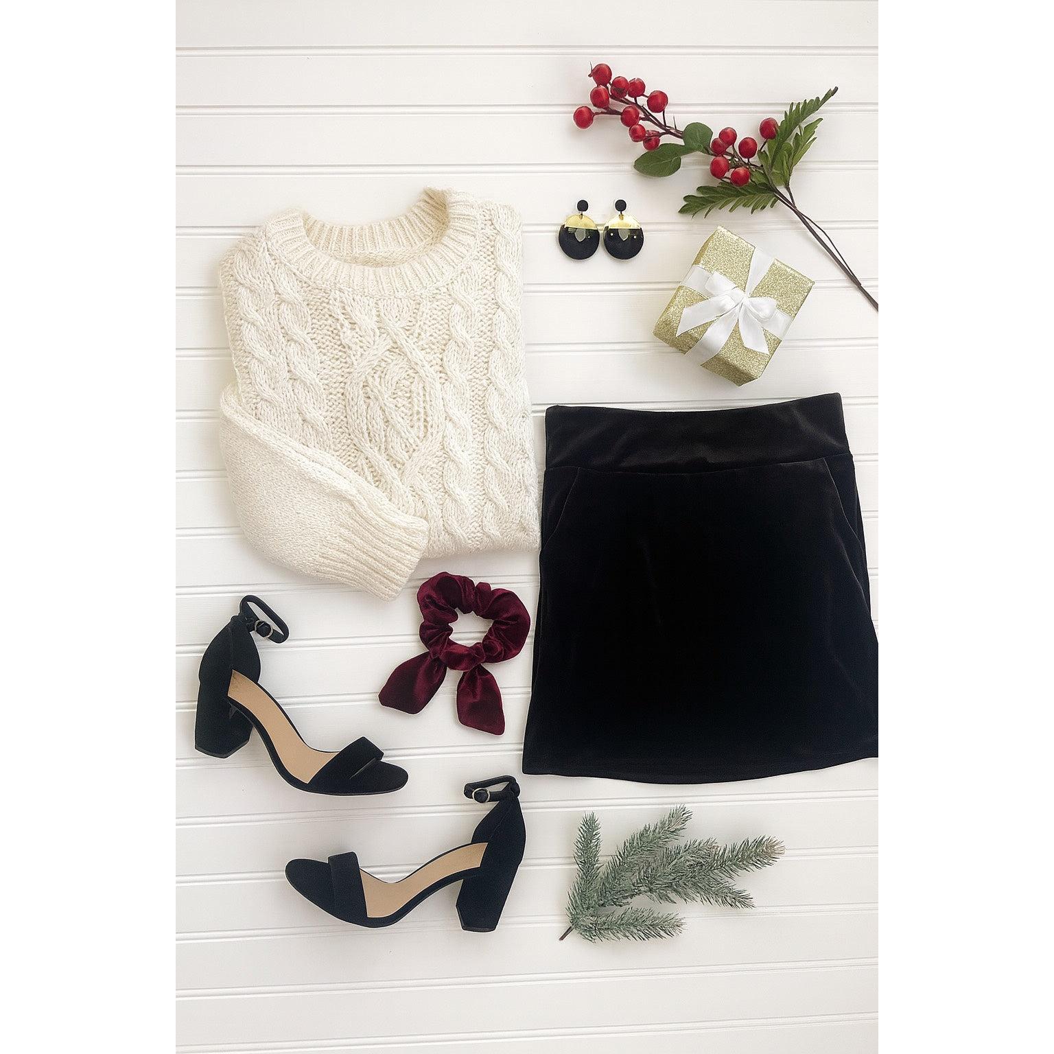 Ready to Ship | The Scarlett - Black Velvet Skirt
