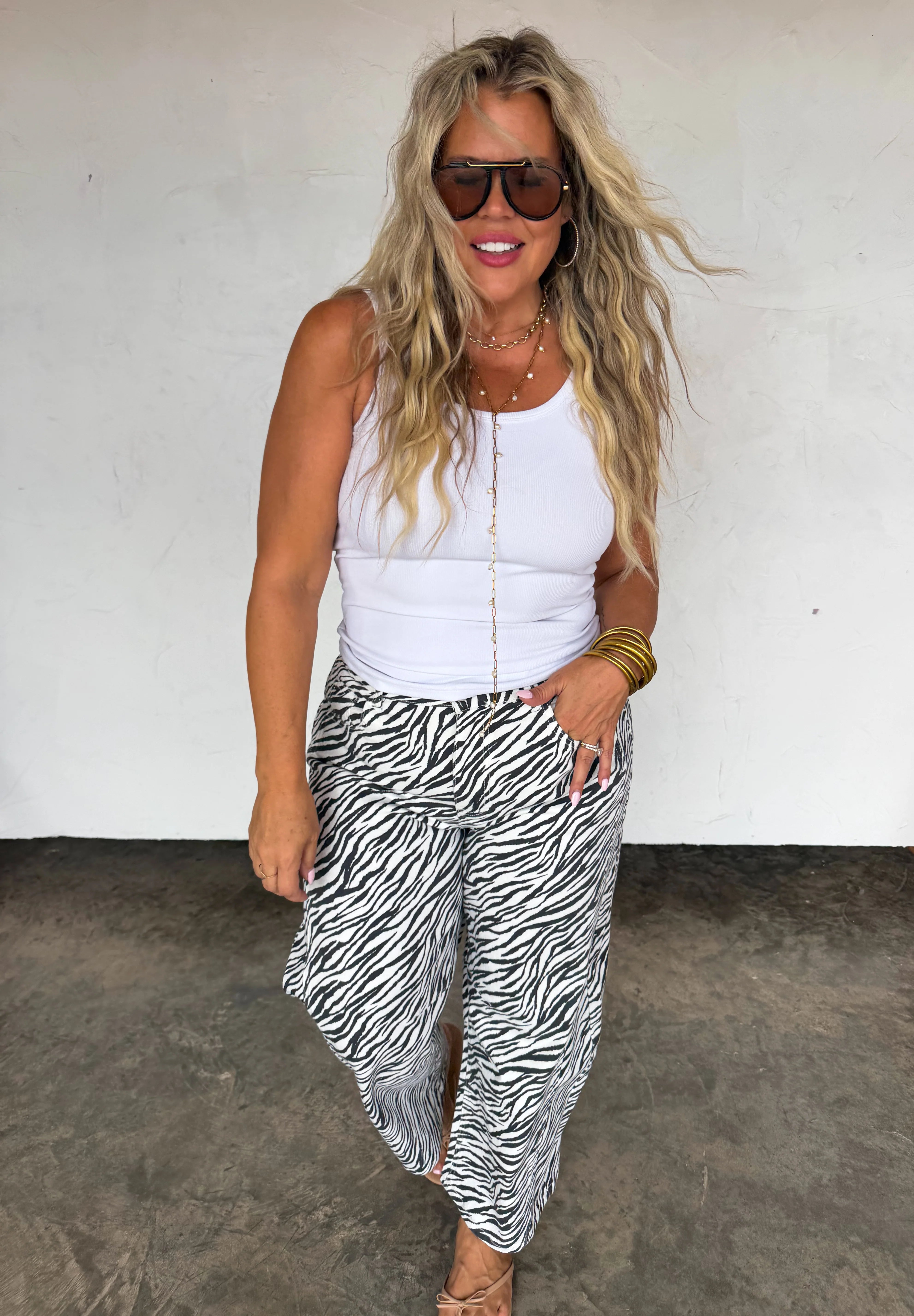 PREORDER- ZEBRA BEX BARREL JEANS