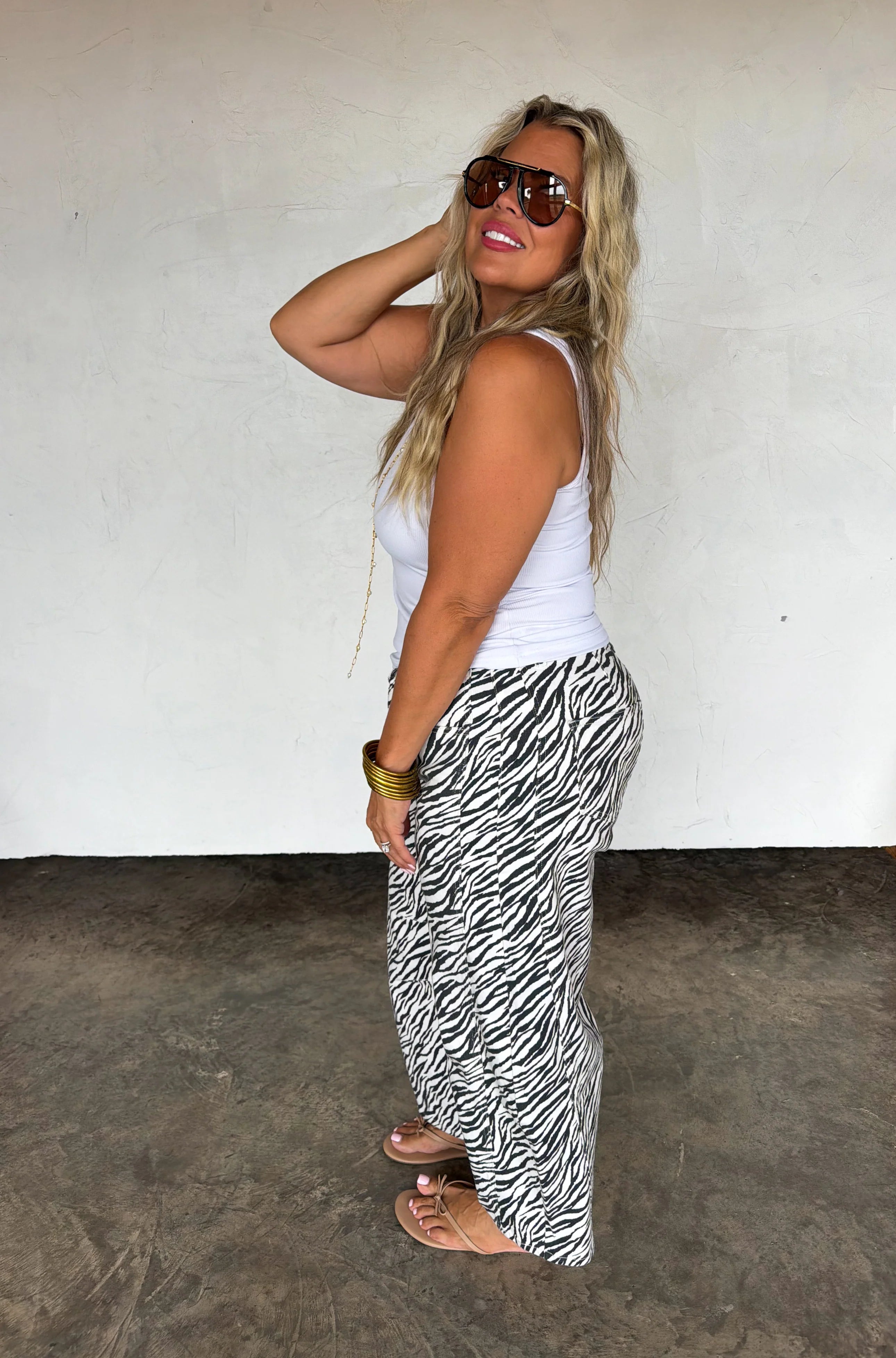 PREORDER- ZEBRA BEX BARREL JEANS