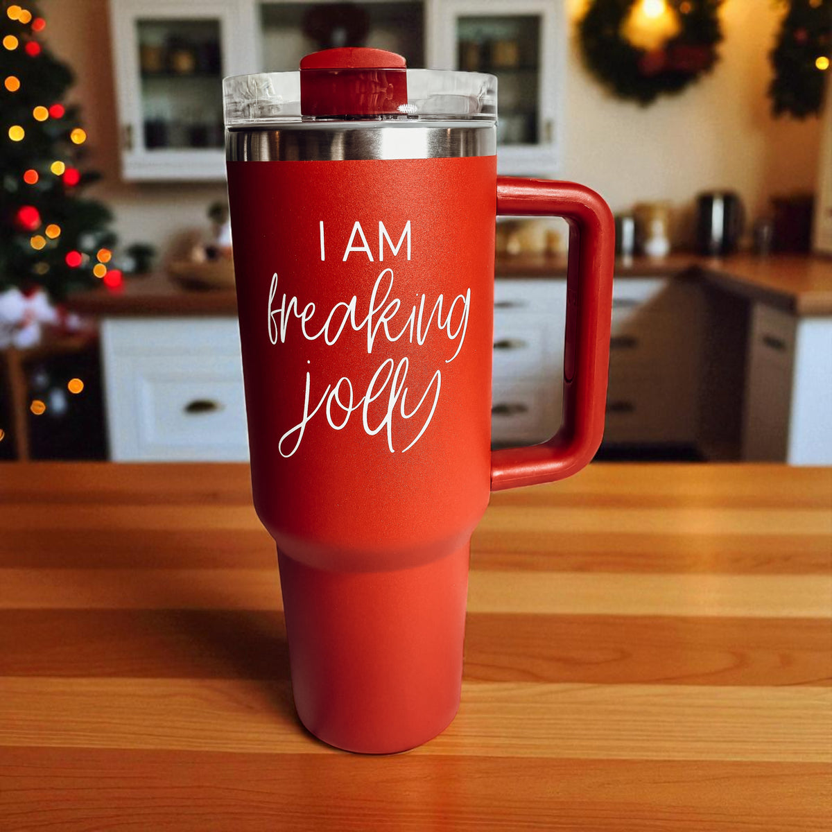 Holiday spirit tumbler - I am freaking jolly Christmas red green
Christmas personality tumbler - I am freaking jolly 40oz red green
Large 40oz Christmas tumbler red green with I am freaking jolly saying