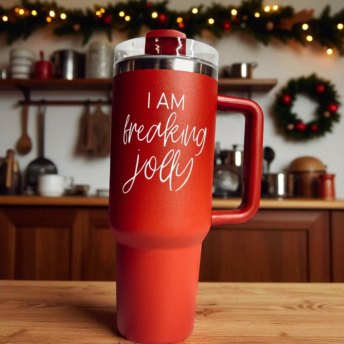 Red mug with 'I AM freaking jolly' on it
XL Coffee Mug gifts
Christmas tumblers for car with funny sayings