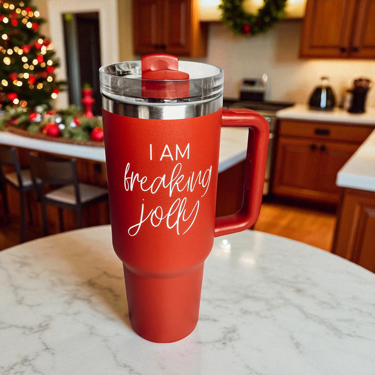 Christmas stocking stuffer tumbler - I am freaking jolly 40oz
Holiday gift exchange tumbler red green - I am freaking jolly
Christmas gag gift drinkware - I am freaking jolly 40oz red green
Christmas shopping tumbler 40oz red green - I am freaking jolly