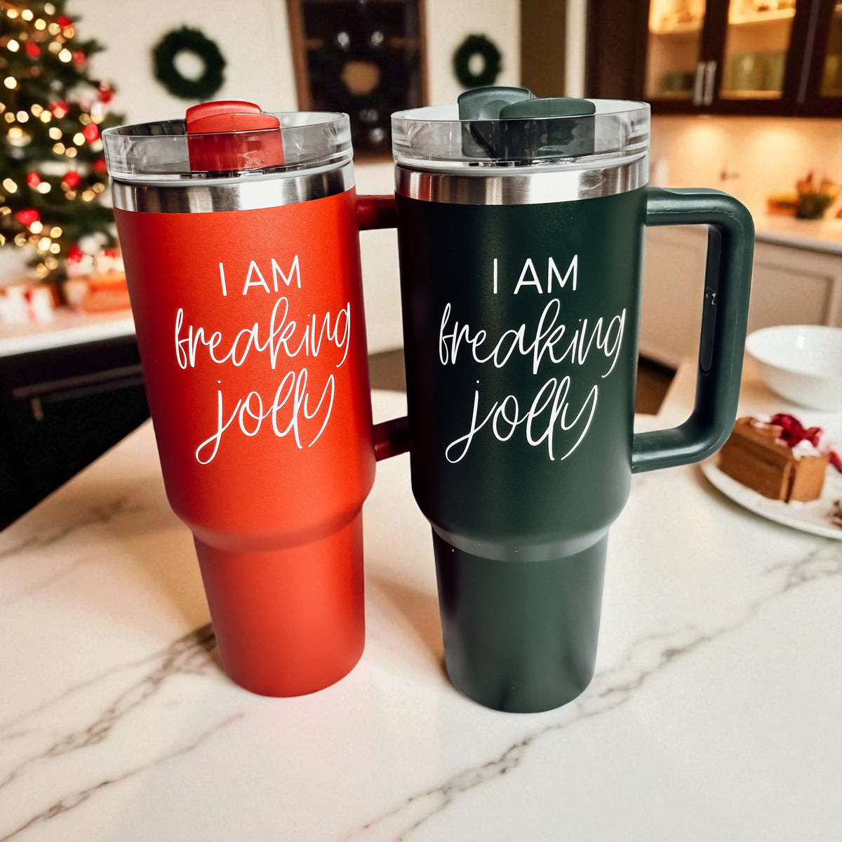 Christmas tumbler with funny quote I am freaking jolly 40oz red green
Christmas white elephant gift tumbler - I am freaking jolly 40oz red green
Secret Santa gift tumbler - I am freaking jolly red green Christmas