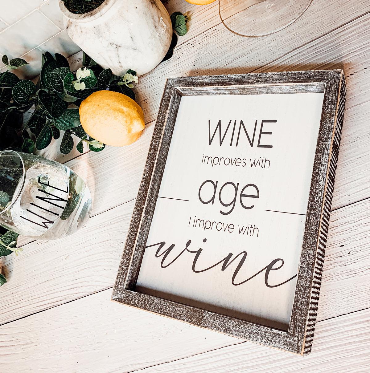 Wooden Framed Wine Signs, Handmade Wood Wine Decor