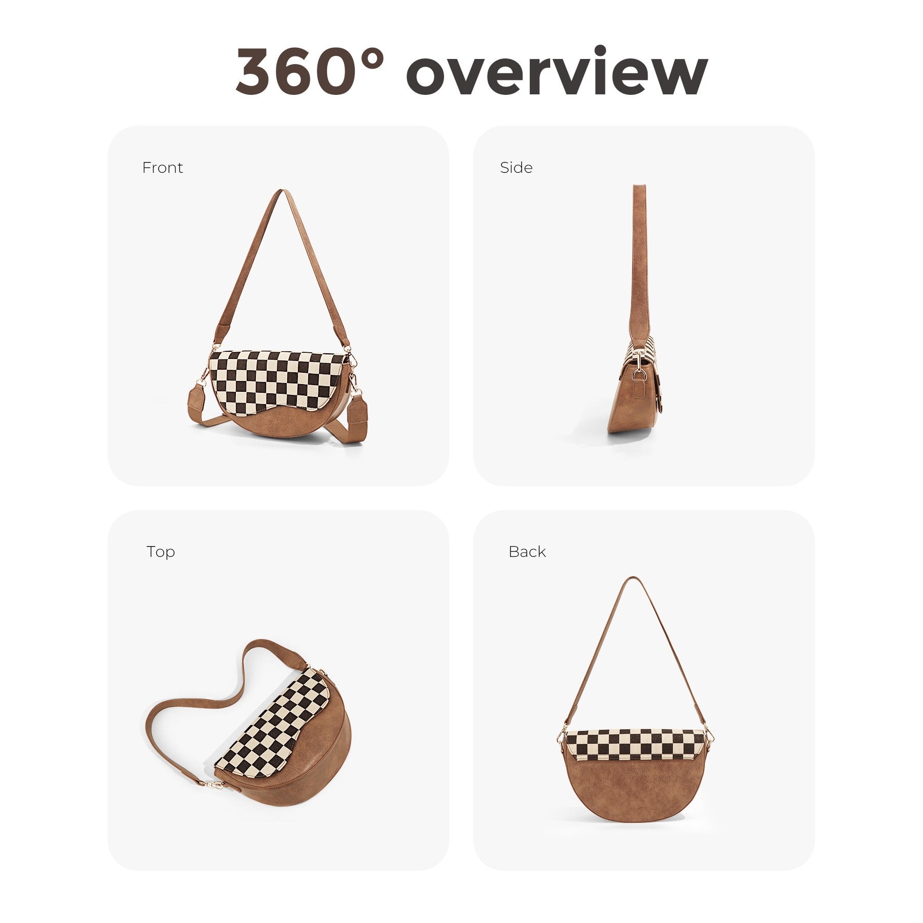 Karlie Mixed Media Checkered Convertible Saddle Shoulder Crossbody Bag