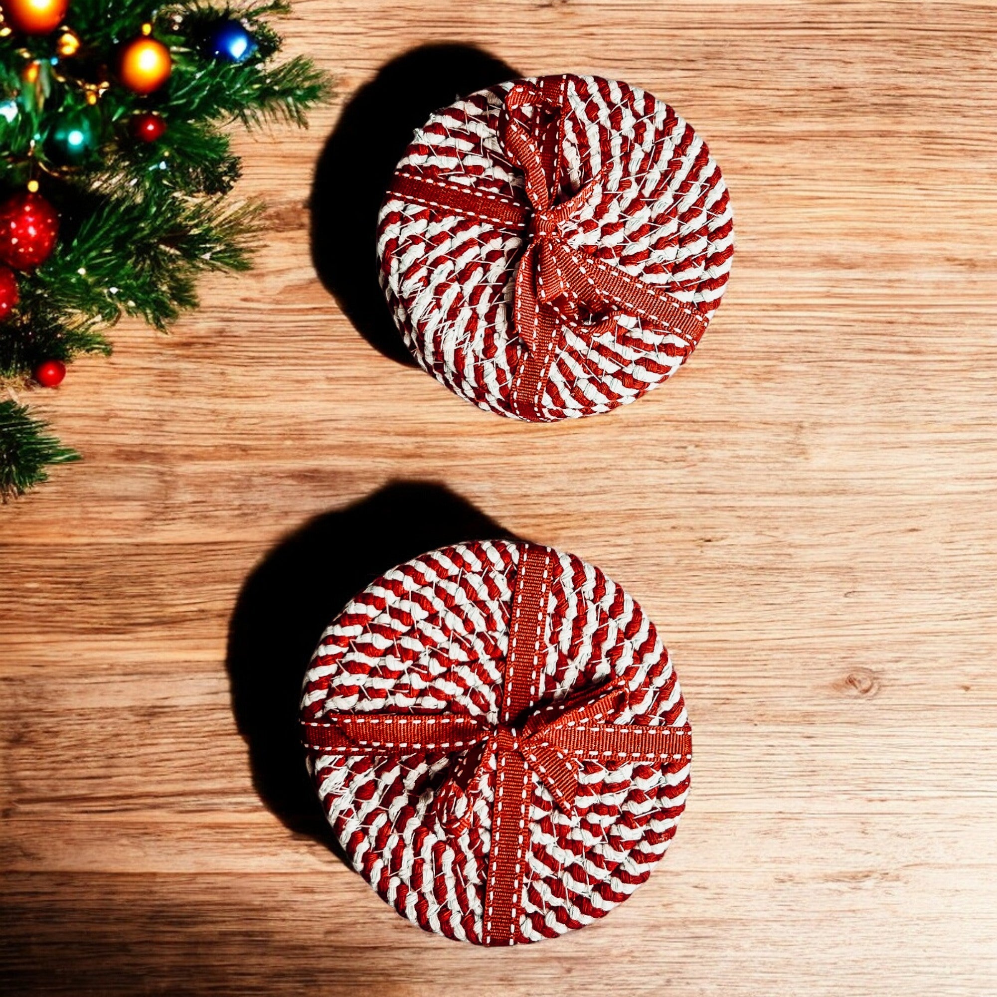 Christmas gift candy cane coasters holiday home decor accessories
Holiday hostess gift candy cane striped coasters Christmas decor
Christmas stocking stuffer candy cane coasters holiday gift set