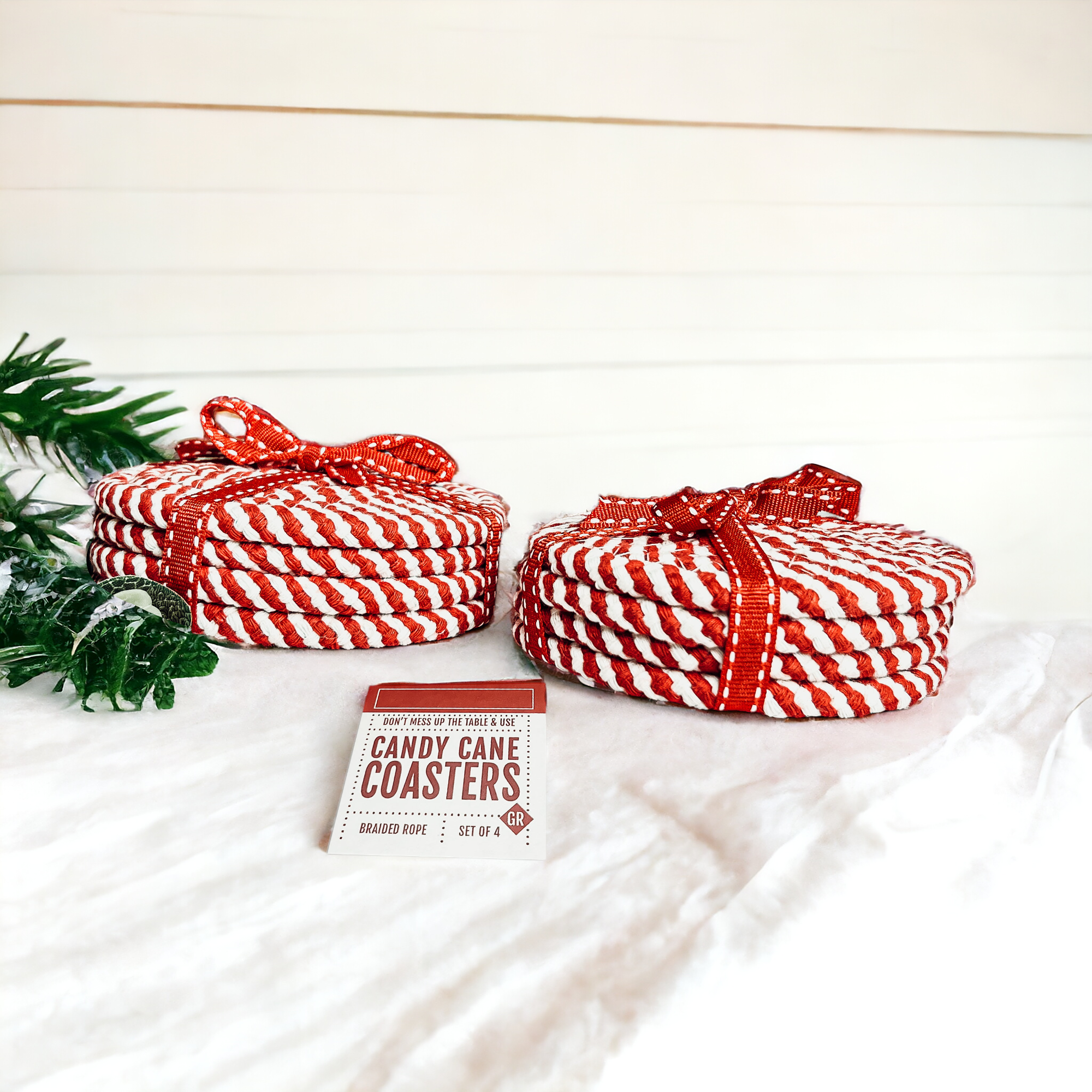 Family Christmas candy cane coasters holiday home accessories
Christmas home decor candy cane coasters holiday braided rope
