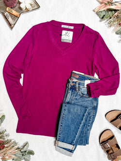 Leah Long Sleeve Top - Magenta