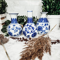 Blue and White Vase Set of 3