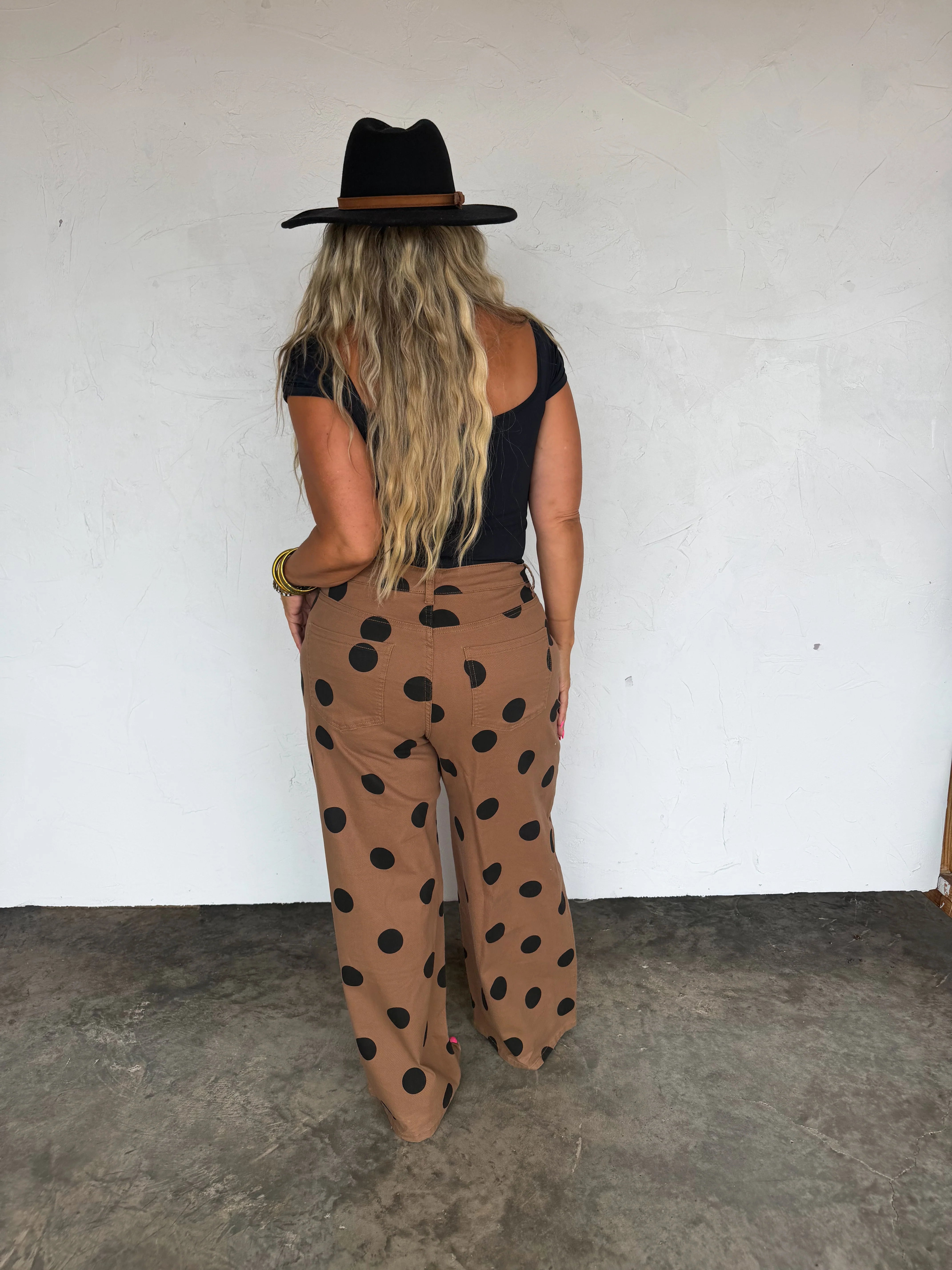 PREORDER- MOCHA DOT DENIM JEANS
