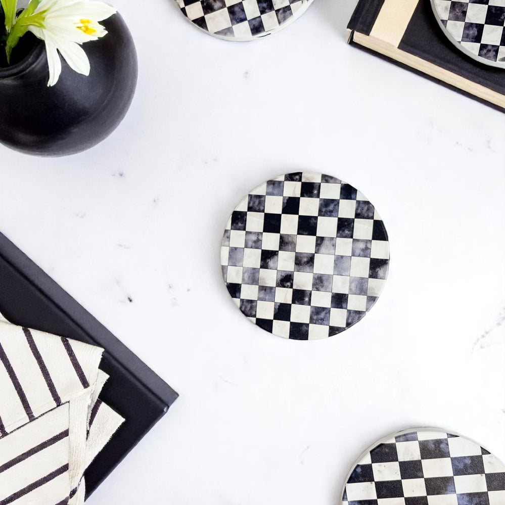 luxury hostess ceramic coasters courtly check black white checkered gingham pattern floral design cork backing gift
bridal shower gift ceramic coasters courtly check black white checkered pattern luxury floral cork back