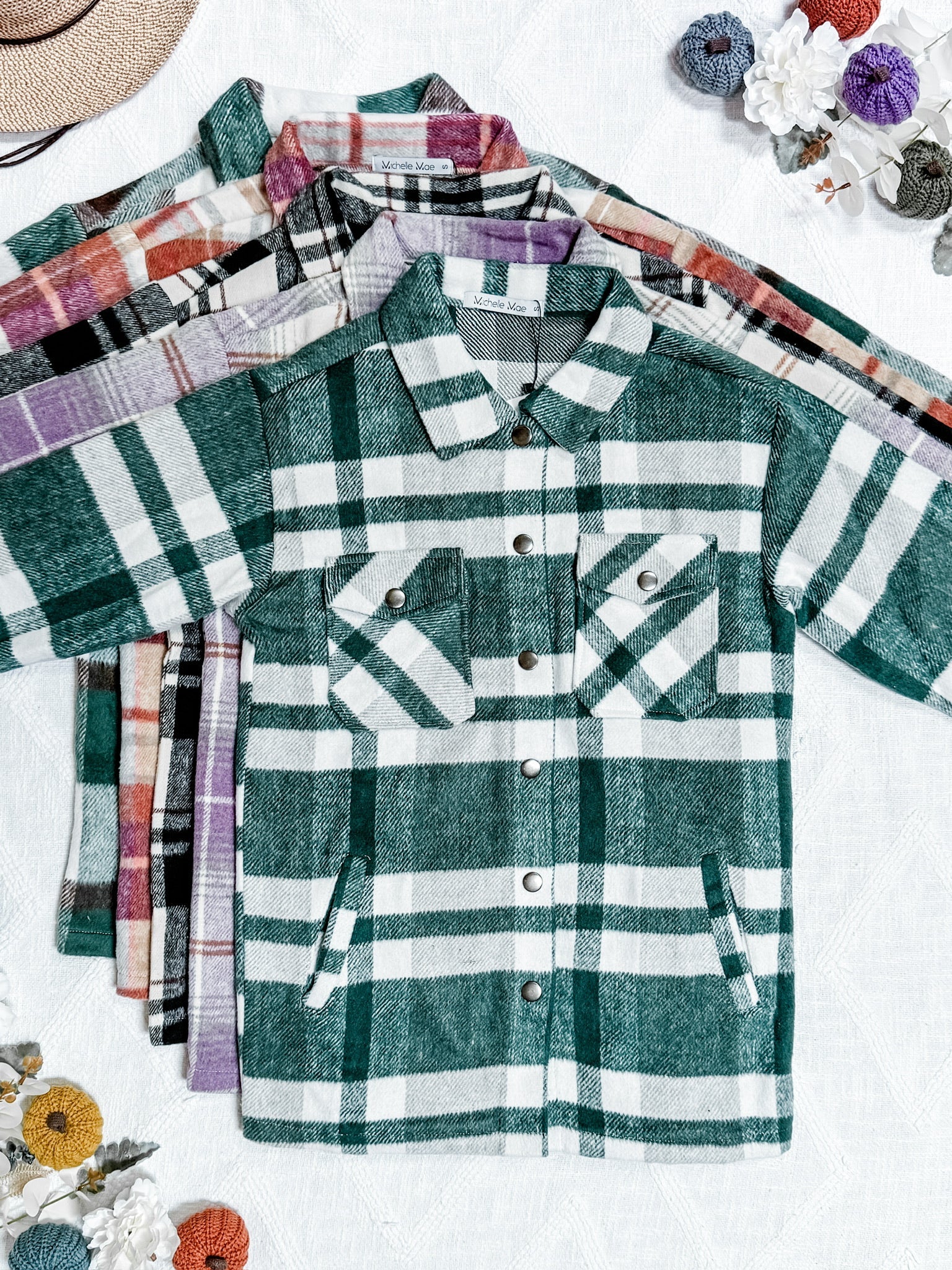 Norah Plaid Shacket - Classic Green and Grey Mix