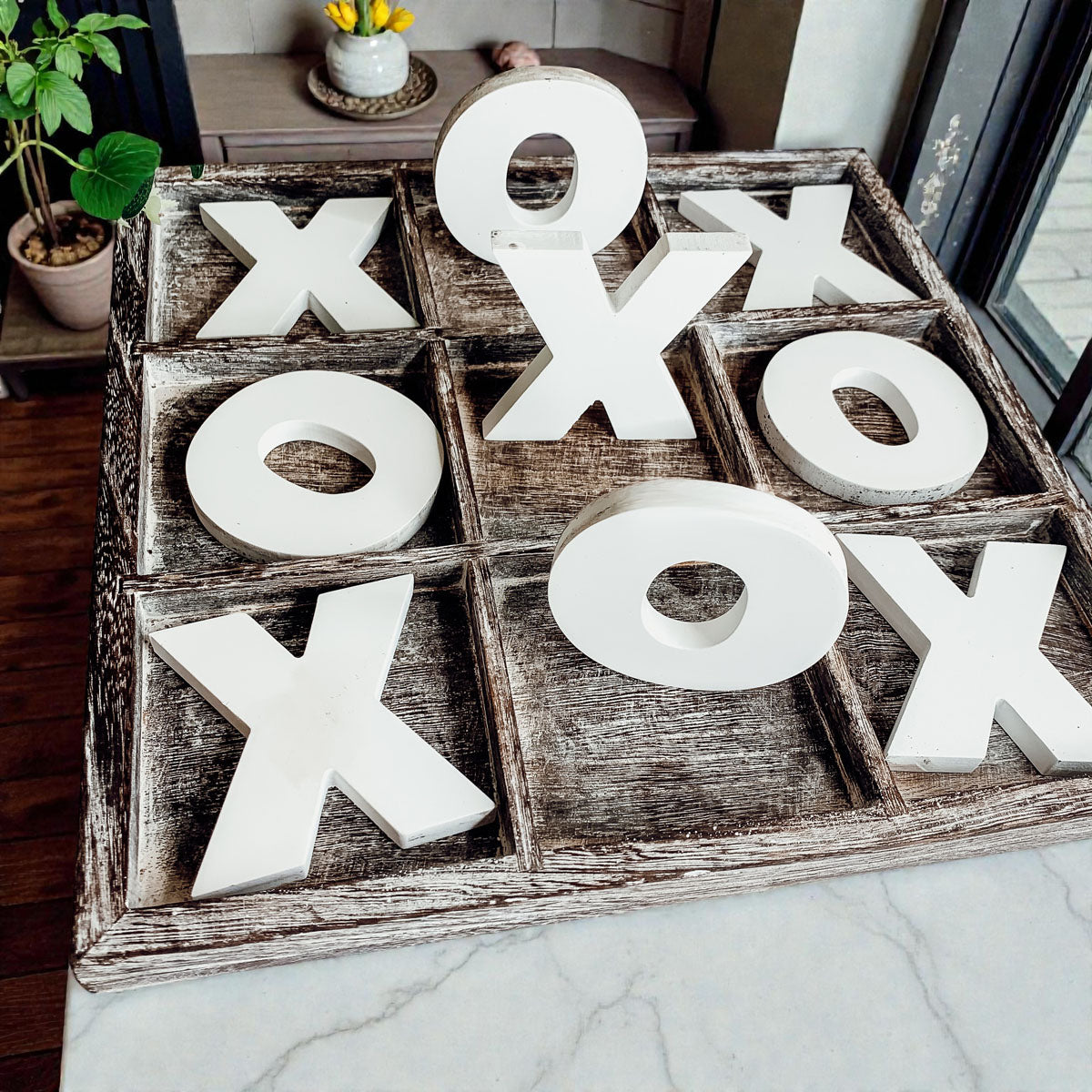 New home gift wooden tic tac toe game rustic
Hostess gift farmhouse wooden XO game board
Thank you gift rustic tic tac toe board game
Just because gift farmhouse wooden game board
Rustic farmhouse wooden tic tac toe board for living room
Handmade USA wooden XO game board rustic finish