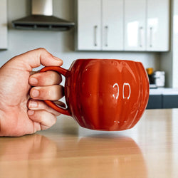 Ribbed Ceramic Design on Fall Pumpkin Coffee Cup
Quality Crafted Pumpkin Shaped Mug by Gia Roma
Durable Ceramic Pumpkin Mug for Hot Beverages