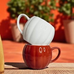 16oz Pumpkin Shaped Ceramic Coffee Mug in Rust Orange by Gia Roma