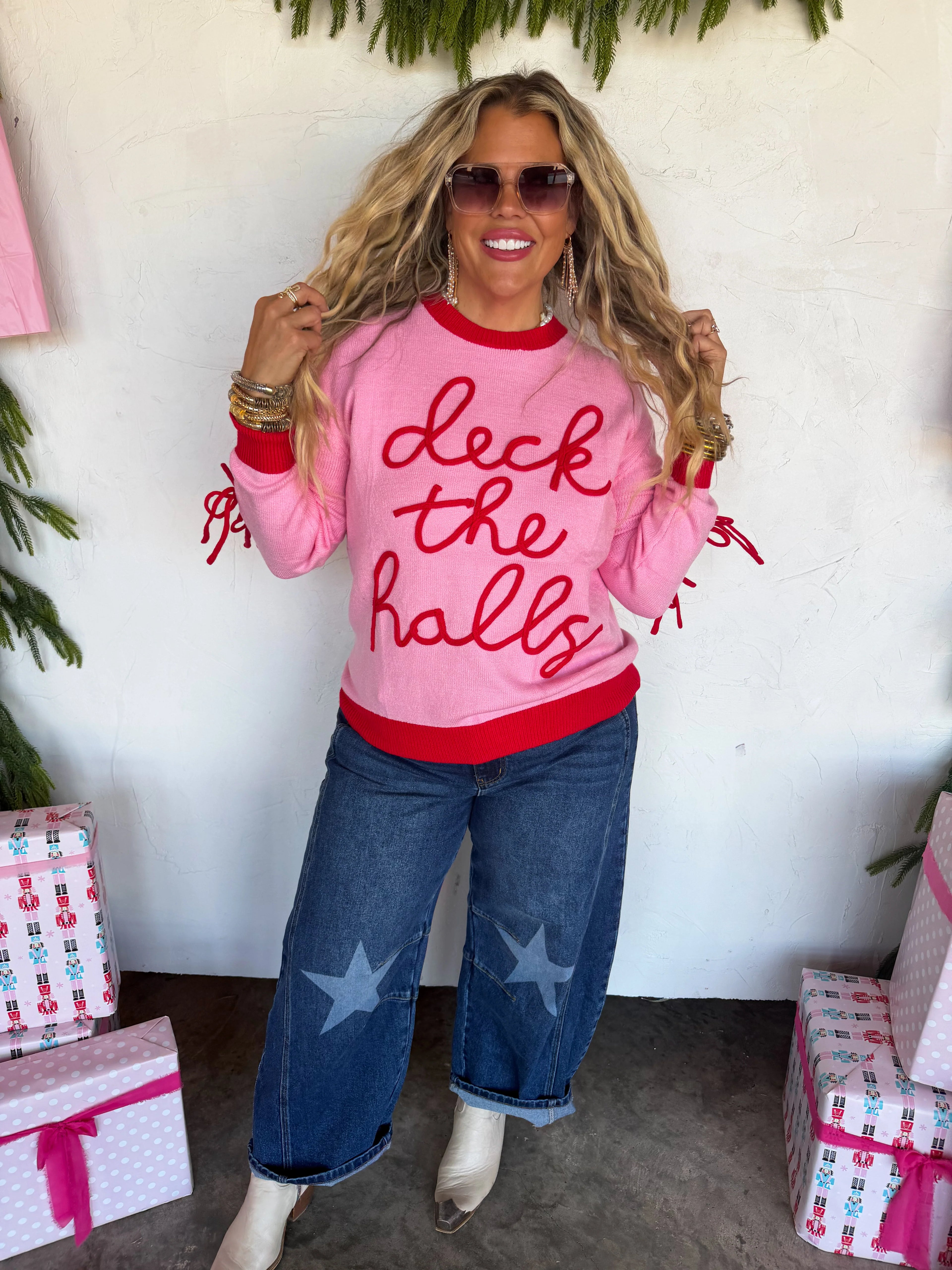 PREORDER- DECK THE HALLS BOW SWEATER