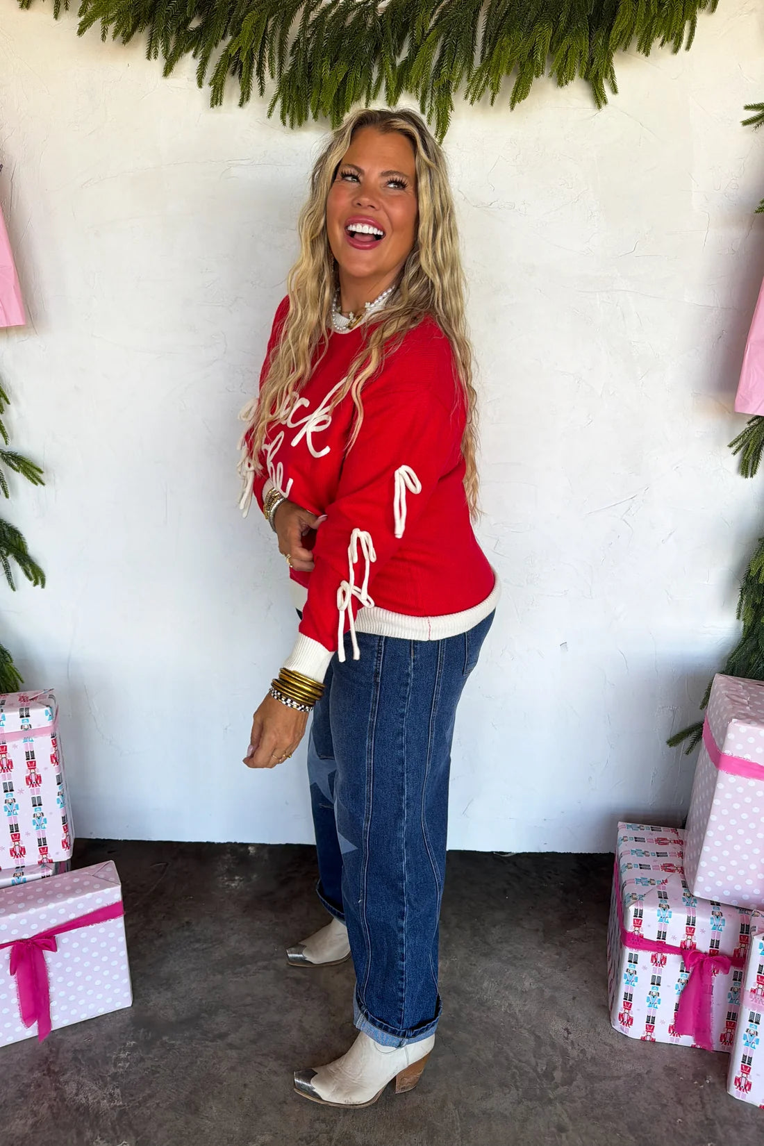 PREORDER- DECK THE HALLS BOW SWEATER
