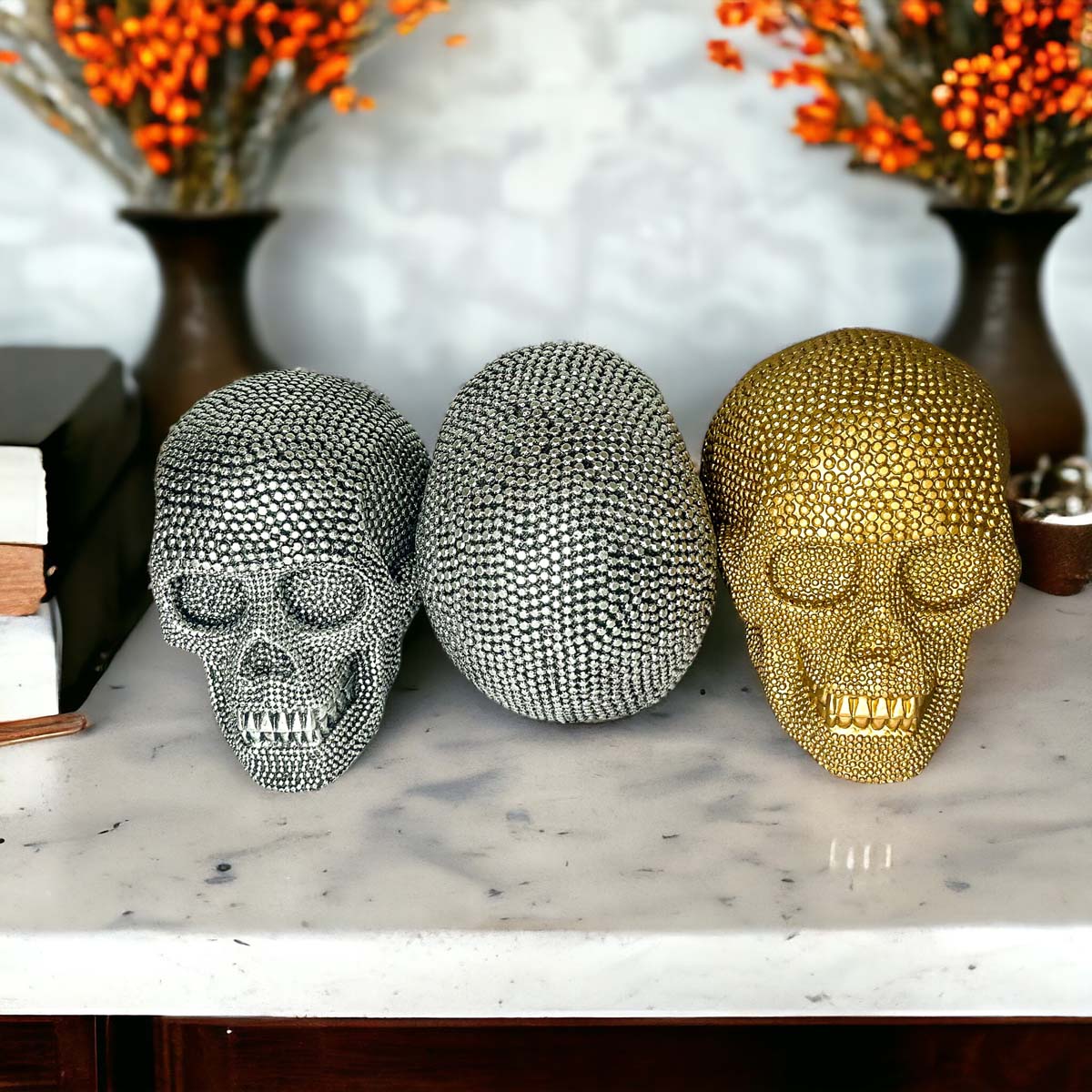 halloween decor inside halloween decor office halloween decor room
glam spooky home accents
decorative skull ornament
glam halloween shelf decor
spooky gothic decor aesthetic
gold skull decorative figurine
silver skull decorative figurine
luxury resin skull
sparkly gothic decor
glam halloween mantel decor
gothic decor for halloween lovers
decorative halloween skull aesthetic
high end gothic decor
glam skull collectible
modern glam halloween accessory