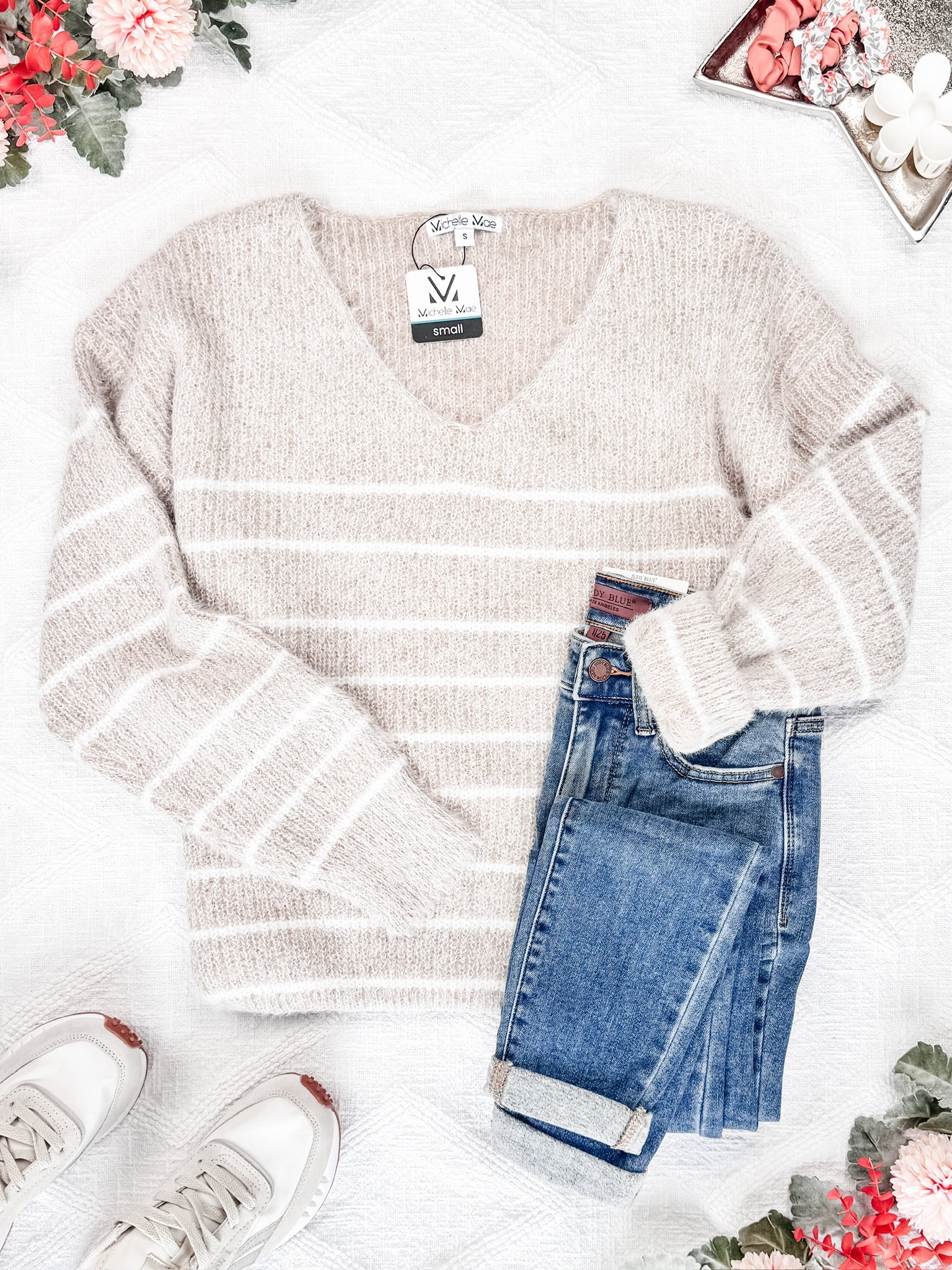 Cozy Striped Sweater - Natural