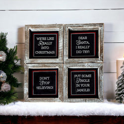 Modern Christmas Sign Sets, Holiday Sign Set of 4