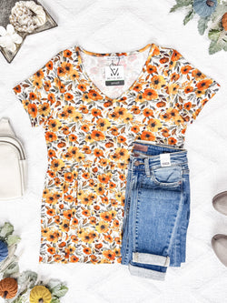 Sarah Ruffle Short Sleeve - Fall Floral