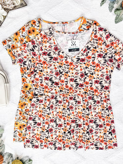 Sarah Ruffle Short Sleeve - Fall Floral