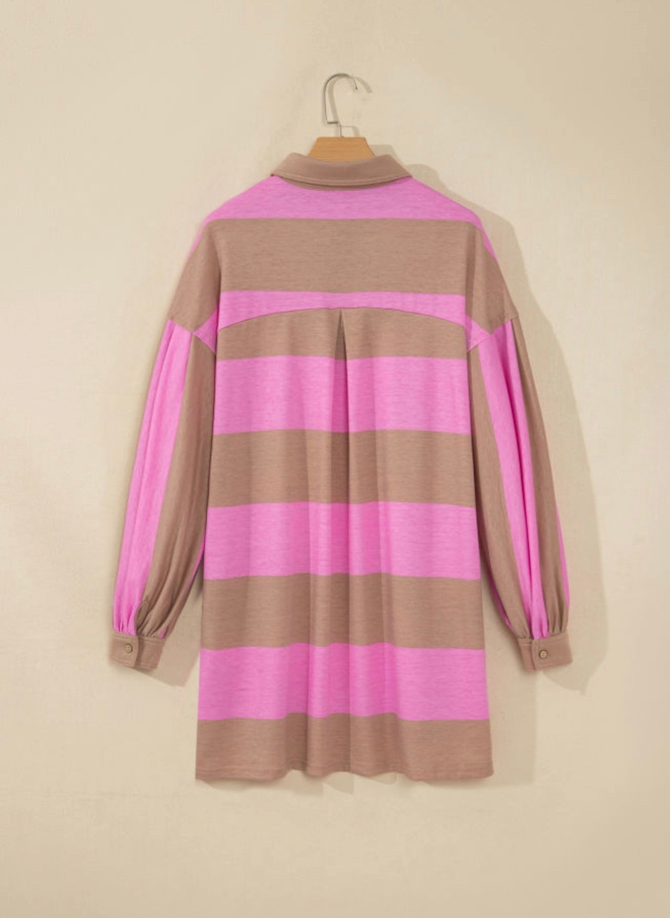 Rose Stripe Button Long Sleeve Dress WTW