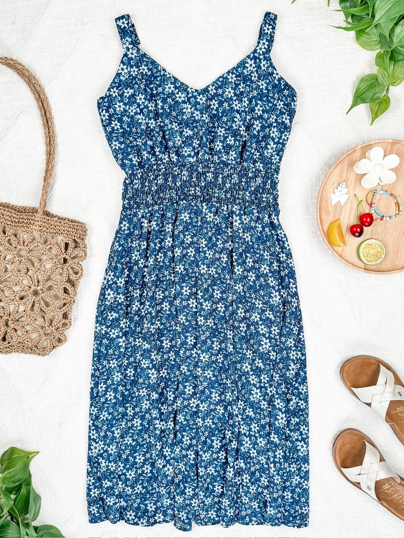 Cassidy Midi Dress - Blue Floral Mix | Summer Dress