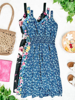 Cassidy Midi Dress - Blue Floral Mix | Summer Dress