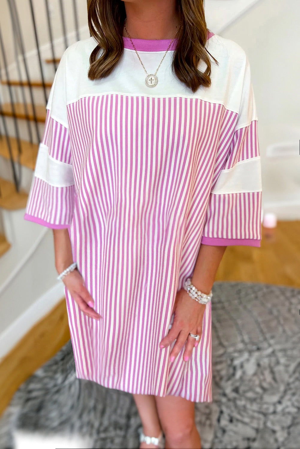 Purple Striped Patchwork Dress WTW