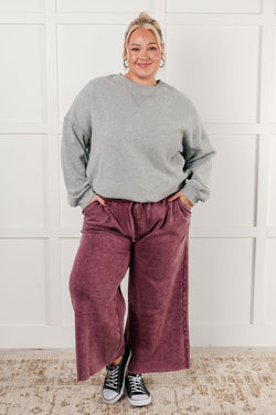 In or Out Wide Leg Cropped Pants in Eggplant