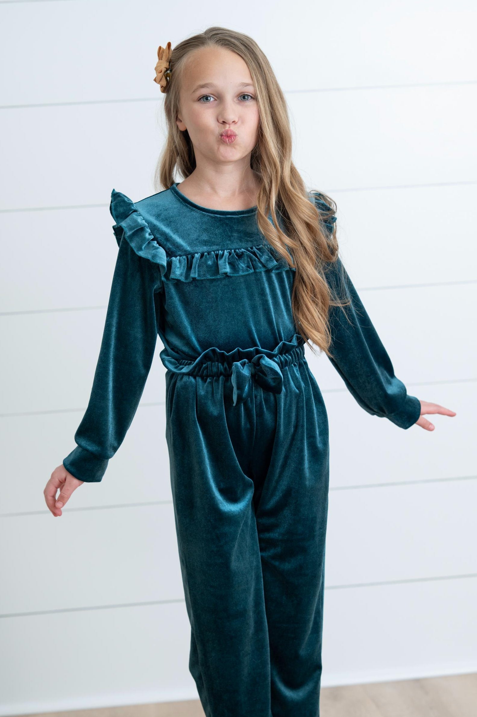 Ivy Dark Teal Velvet Set