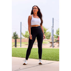 Ready to Ship | Crossover BLACK Pocket Full Length Leggings