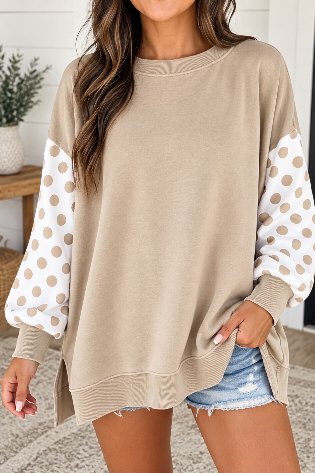Khaki Polka Dot Pullover WTW