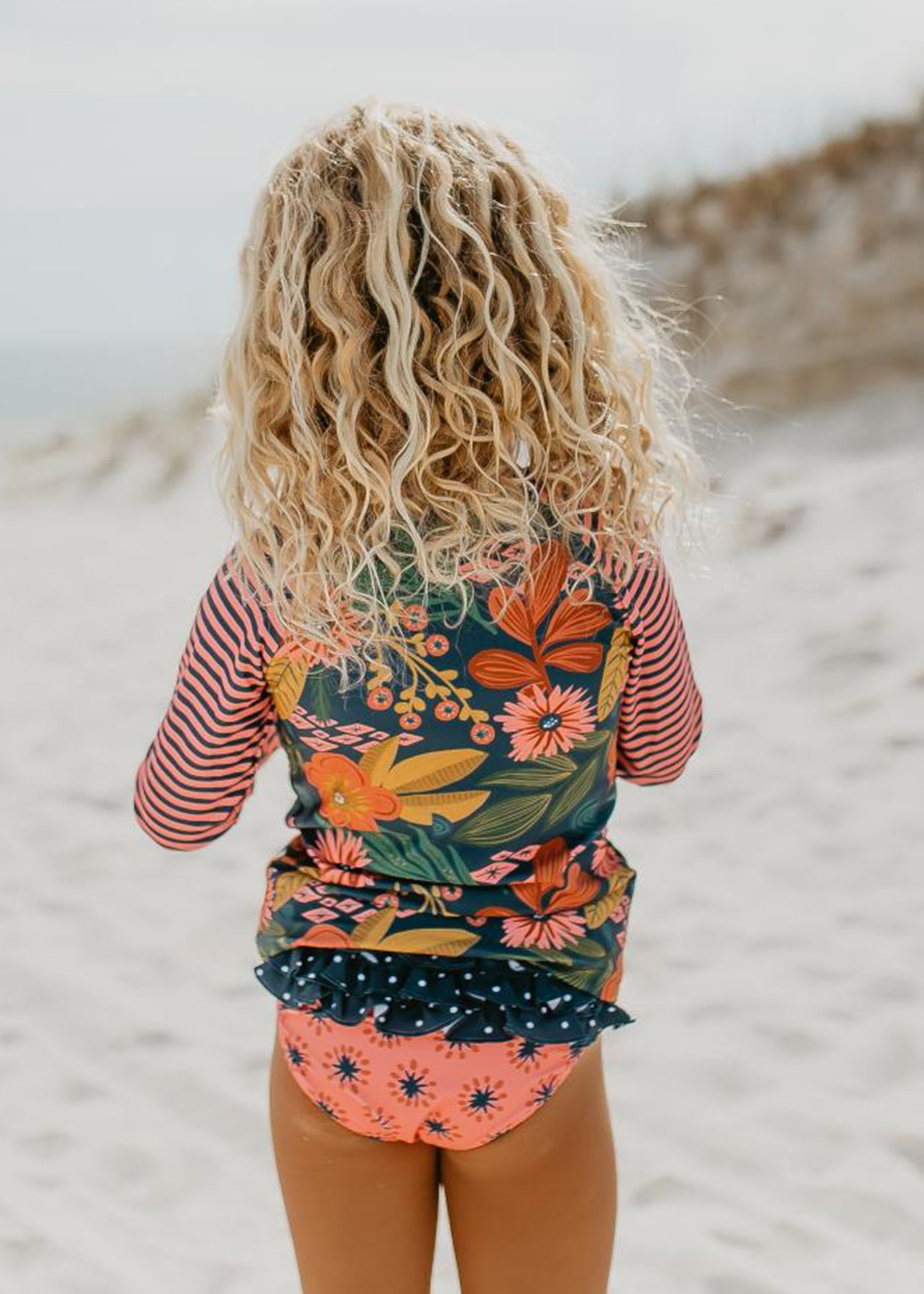 L.S. Navy Tropical Rash Guard Swimsuit