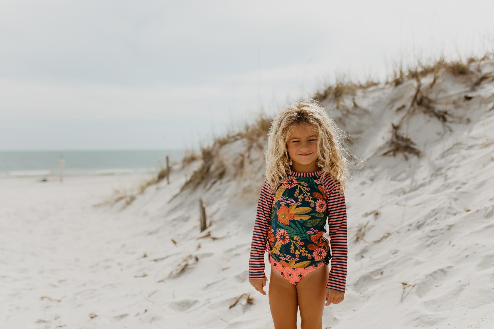 L.S. Navy Tropical Rash Guard Swimsuit