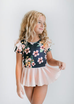 Black Peach Dot Skirted Leotard