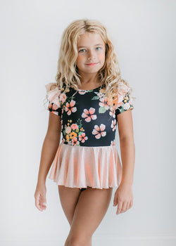 Black Peach Dot Skirted Leotard