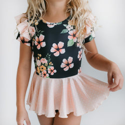 Black Peach Dot Skirted Leotard