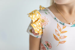 Mustard Dot Floral Skirted Leotard