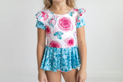 Rose Teal Skirted Leotard