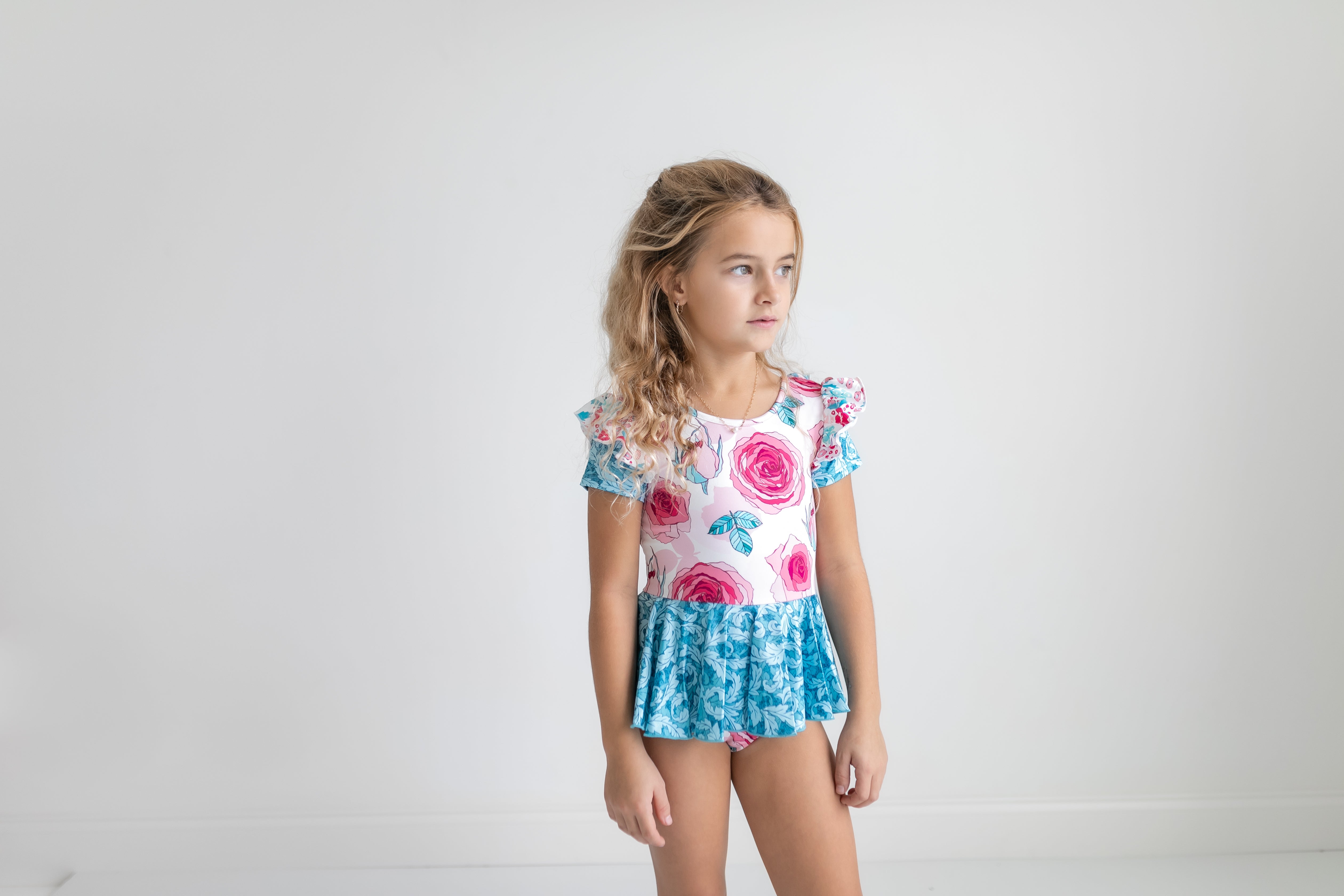 Rose Teal Skirted Leotard