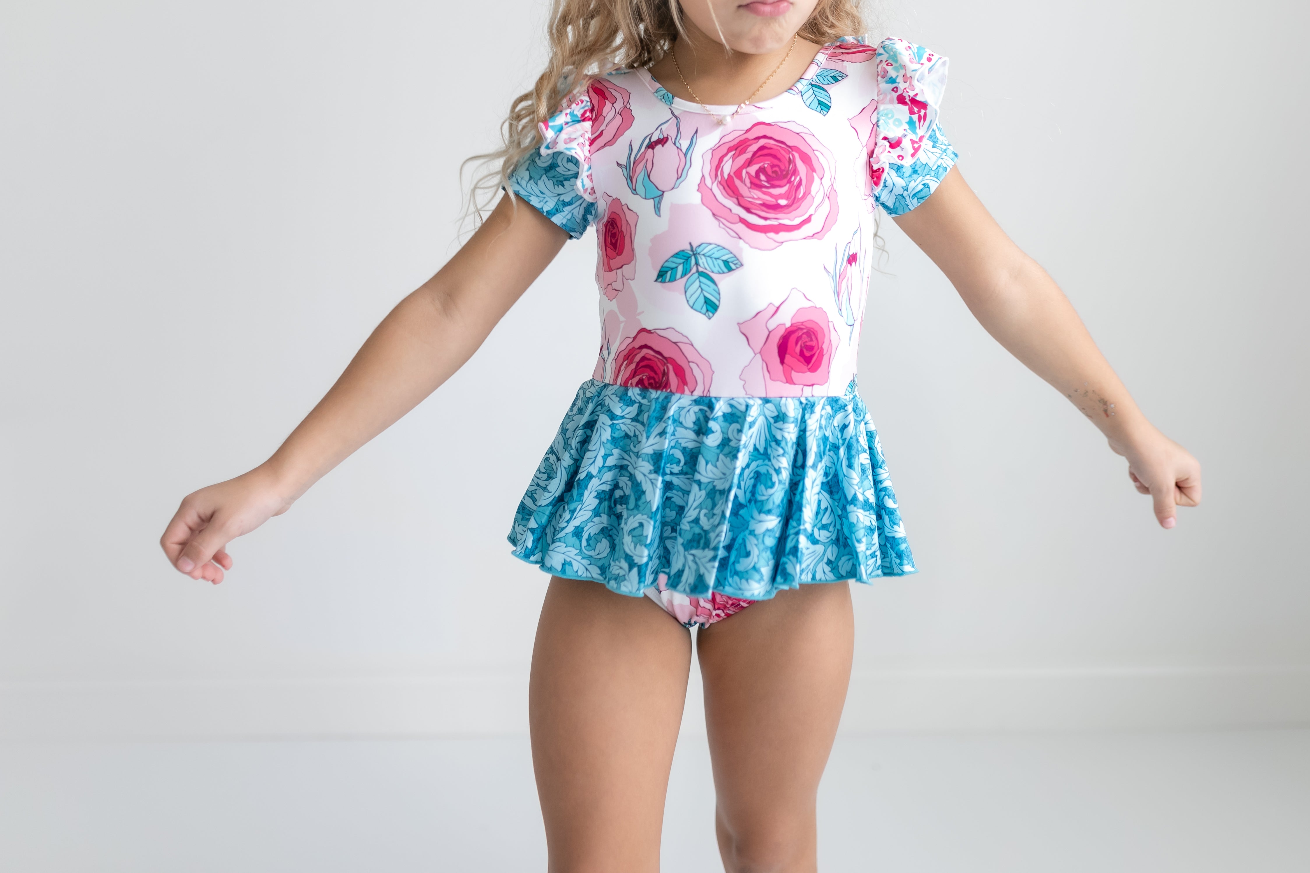 Rose Teal Skirted Leotard