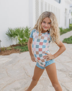 Dusty Blue Check Leotard
