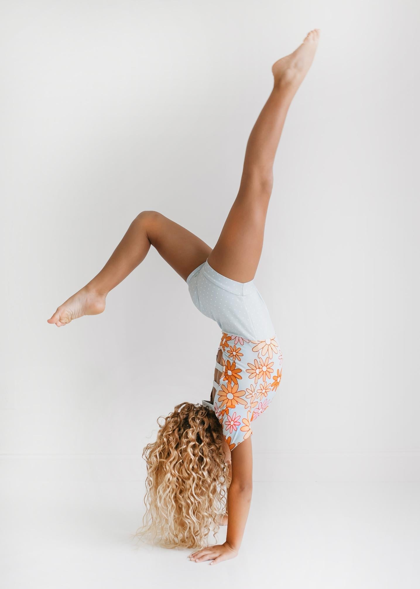 Gray Retro Flower Leotard