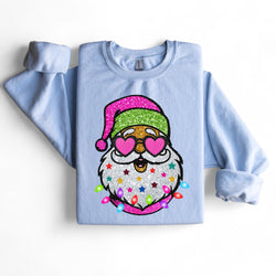 Glitter Santa Graphic Sweatshirt