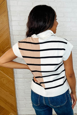 Lonely Traveler Striped Quarter Zip Vest in White